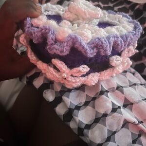 Handmade Purple and Pink Crochet Basket